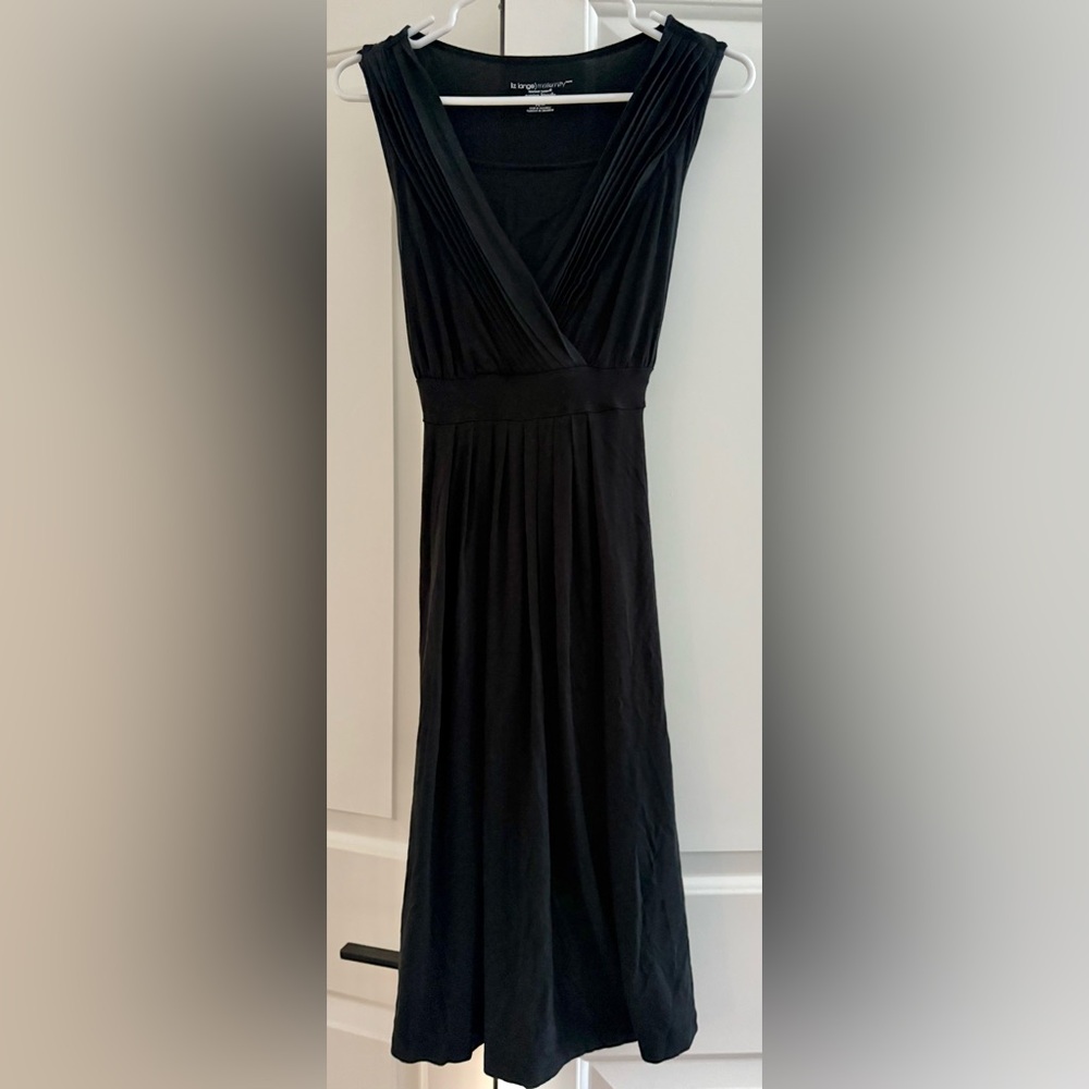 Liz Lange Maternity & Nursing Black Midi Casual Dress Women sz M
